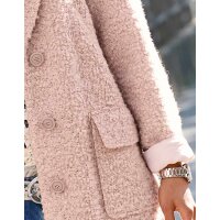 Designer-Bouclé-Flauschmantel, rosé