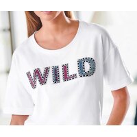 Designer-Shirt m. Perlen, weiß