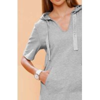 Designer-Sweatkleid m. Strass, grau-meliert