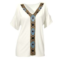 Shirt m. Perlen, creme