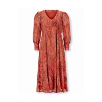 Designe-Druckkleid, papaya-gold
