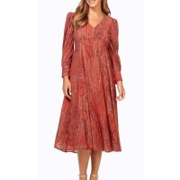 Designe-Druckkleid, papaya-gold