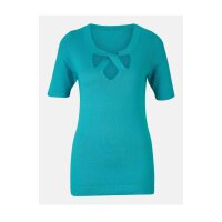 Designer-Pullover m. Cut-Outs, türkis