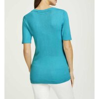 Designer-Pullover m. Cut-Outs, türkis