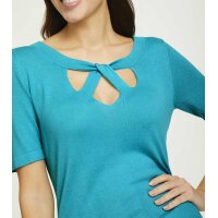 Designer-Pullover m. Cut-Outs, türkis