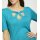 Designer-Pullover m. Cut-Outs, türkis