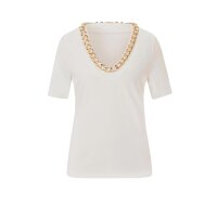 Designer-Shirt m. goldfarbener Zierkette, ecru