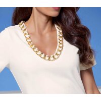 Shirt with golden coloured chain, ecru