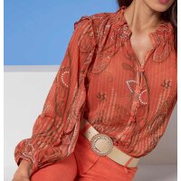 Designer-Chiffon-Bluse, papaya-bedruckt