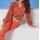 Designer-Chiffon-Bluse, papaya-bedruckt