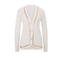 Designer-Strickjacke m. Ketten, ecru