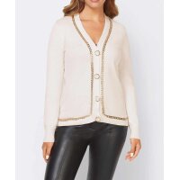 Designer-Strickjacke m. Ketten, ecru