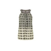 Print shirt-top with pleats, black-beige