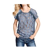Spitzenbluse, rauchblau