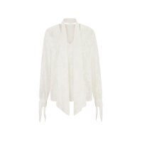 Designer-Schluppenbluse, ecru-gemustert