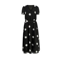 Chiffon dress, black-ecru