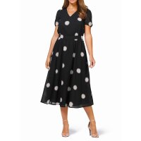 Chiffon dress, black-ecru