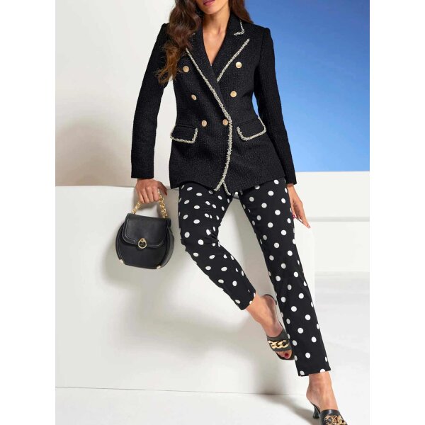 Print trousers, black-ecru
