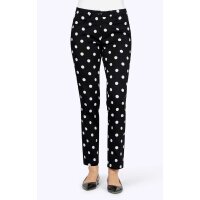 Print trousers, black-ecru