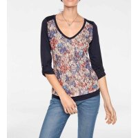Spitzenshirt, blau-bunt