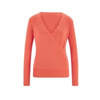 Designer-Seidenpullover in Wickeloptik, koralle