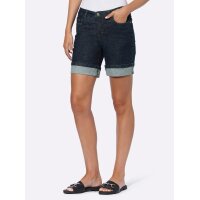 Denim shorts with fixated turn-up hem, dark blue