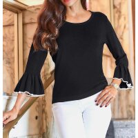 Designer-Volantpullover, schwarz