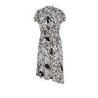 Print dress, black-ecru