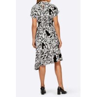Print dress, black-ecru