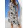 Print dress, black-ecru