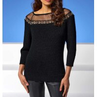 Designer-Pullover m. Ösen,schwarz