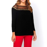 Sweater with eyelets, black