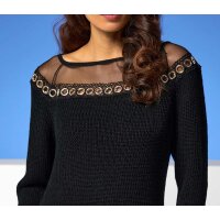 Sweater with eyelets, black