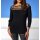 Sweater with eyelets, black