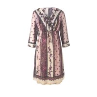 Print dress with lacing, soft rosé - offwhite