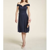 Corsagen-Chiffon-Spitzenkleid, nachtblau
