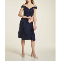 Corsagen-Chiffon-Spitzenkleid, nachtblau