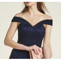Corsagen-Chiffon-Spitzenkleid, nachtblau