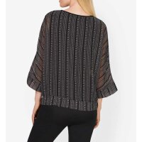 Designer-Druckbluse, schwarz-elfenbein
