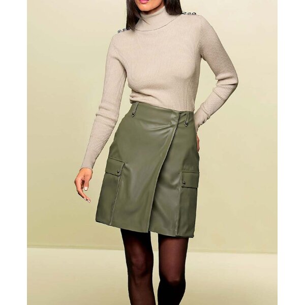 Designer-Rollkragenpullover m.Zierknöpfen, sand