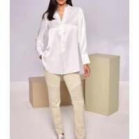Suede imitation trousers in biker style, sand