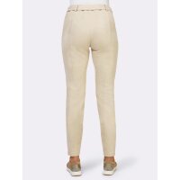 Suede imitation trousers in biker style, sand