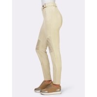 Suede imitation trousers in biker style, sand