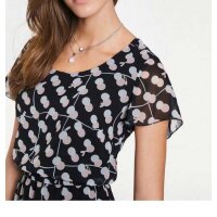 Designer-Druckkleid, schwarz-creme