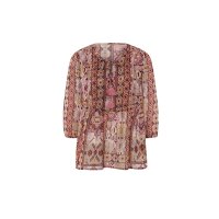 Druckbluse mit Zierperlen, rosenquarz-ocker