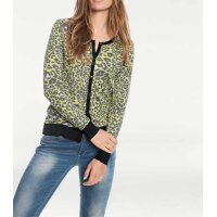 Designer-Druckstrickjacke, gelb-bunt