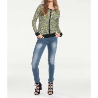 Designer-Druckstrickjacke, gelb-bunt