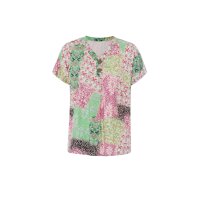 Print shirt with ornamental buttons, rosé-jade
