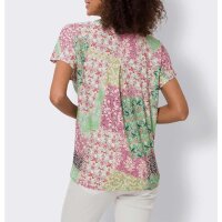 Druckshirt m. Zierknöpfen, rosé-jade