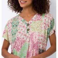 Druckshirt m. Zierknöpfen, rosé-jade
